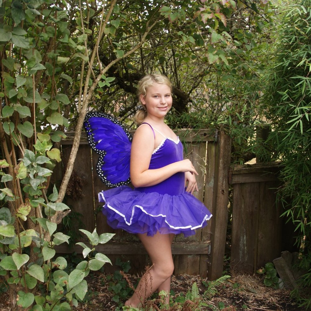 New FAIRY COSTUME Purple Leotard w/Tutu & Wings XL - Picture 5 of 9